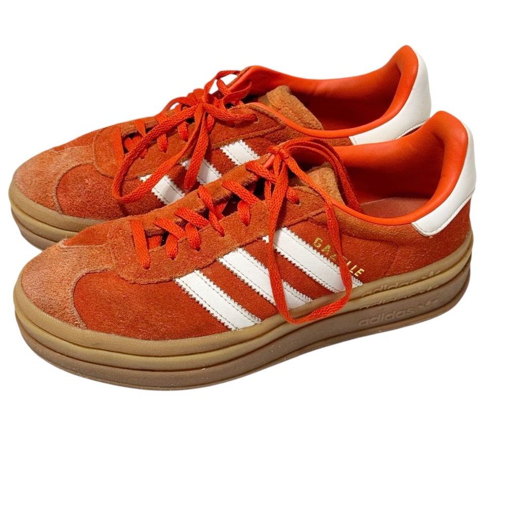 adidas Orange and White Women's Sneakers - Picture 3 of 12